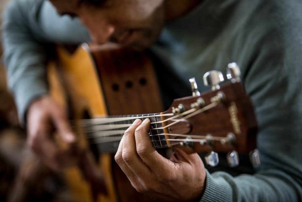 Guitar player practising