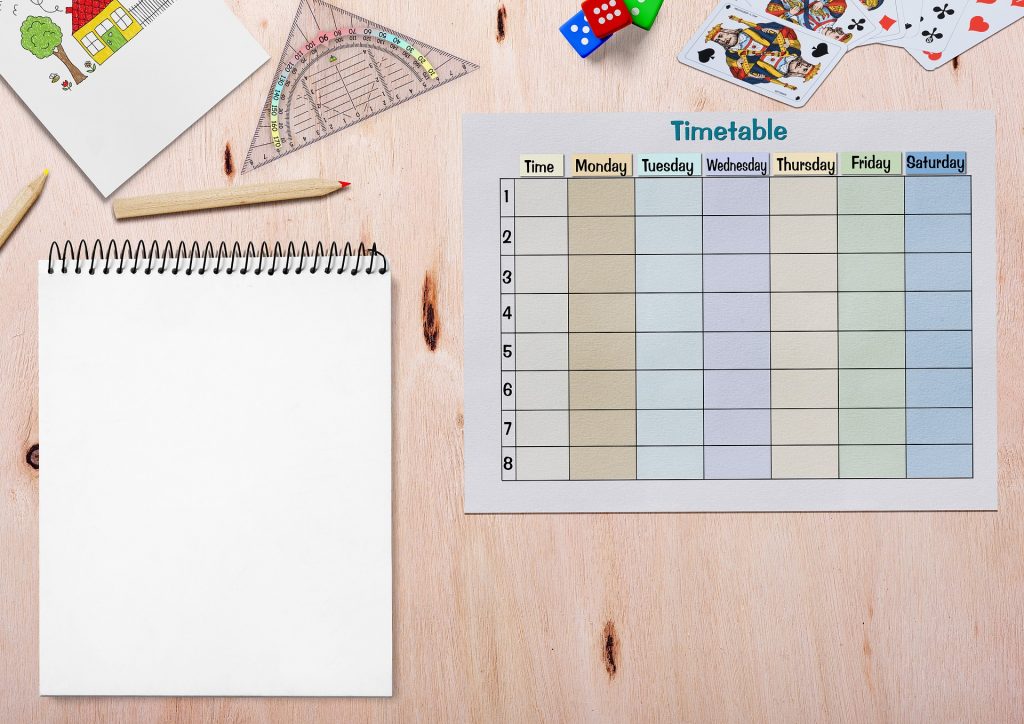 Use calendars and timetables to help schedule your week.